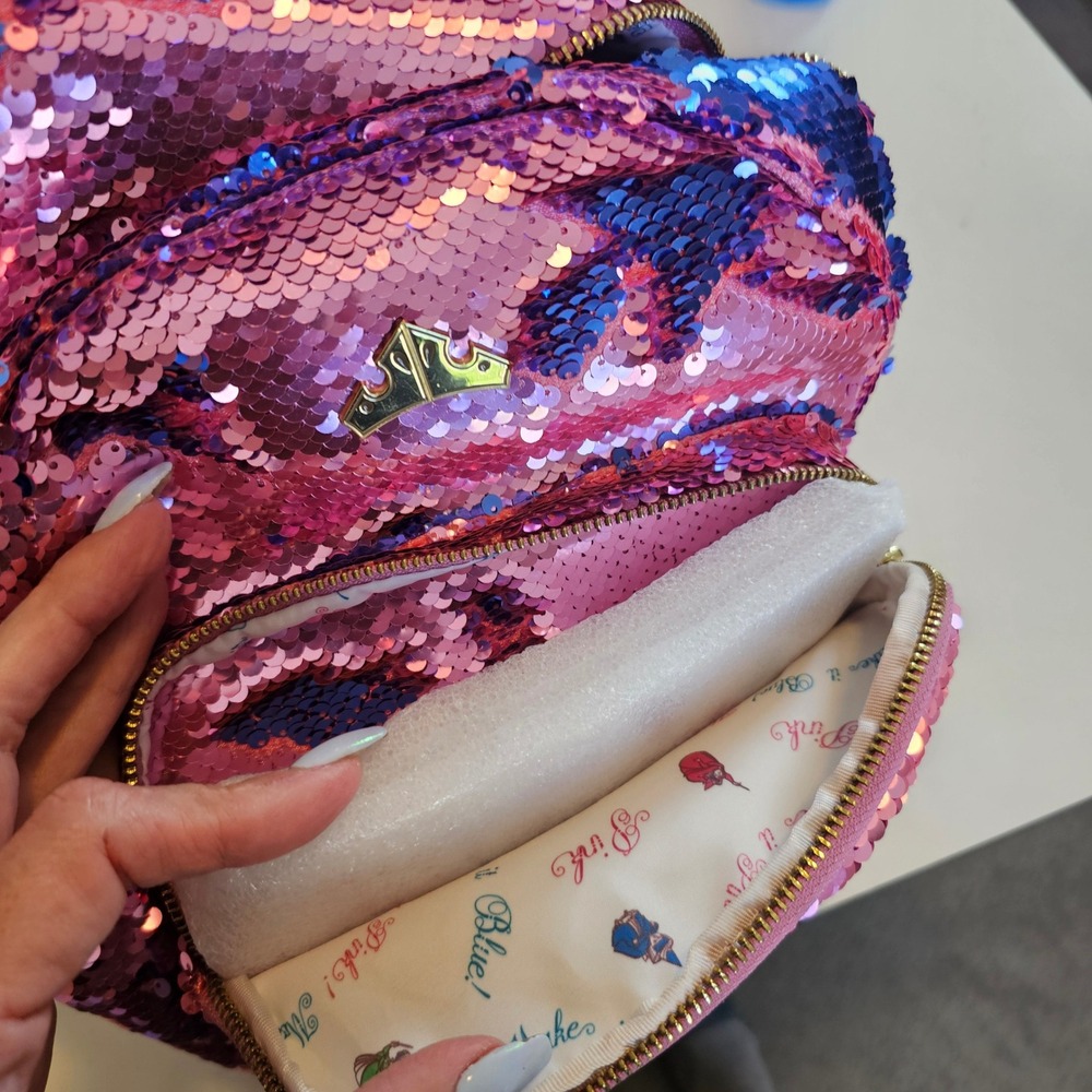 nwt Loungfly Aurora reversable sequin pink blue mini  backpack - Picture 11 of 12